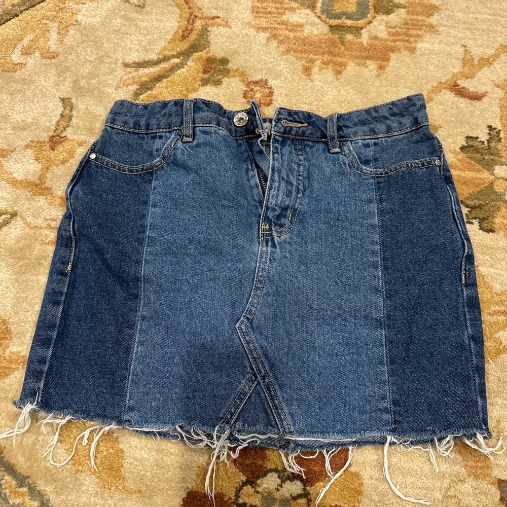 Vero MODA Denim Frayed Hem Skirt